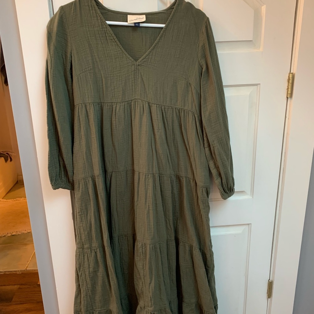 Olive Green Tiered Dress